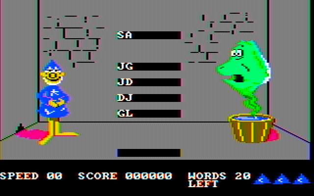 Wizard of Id's WizType IBM PC/Compatibles Screenshot: Game start.