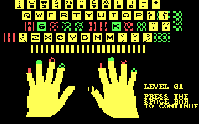 Wizard of Id's WizType IBM PC/Compatibles Screenshot: The drill mode provides some typing guidance.