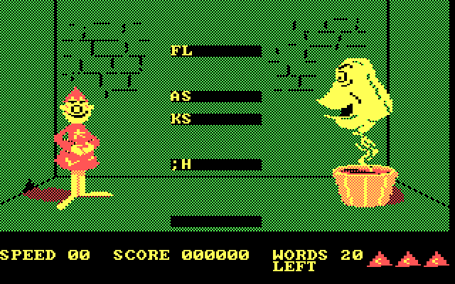 Wizard of Id's WizType IBM PC/Compatibles Screenshot: Game start.