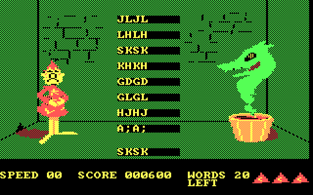 Wizard of Id's WizType IBM PC/Compatibles Screenshot: Some longer words to type...