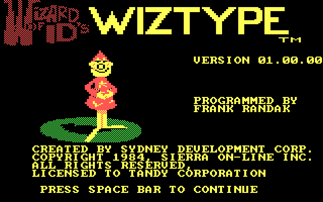 Wizard of Id's WizType IBM PC/Compatibles Screenshot: Title screen.