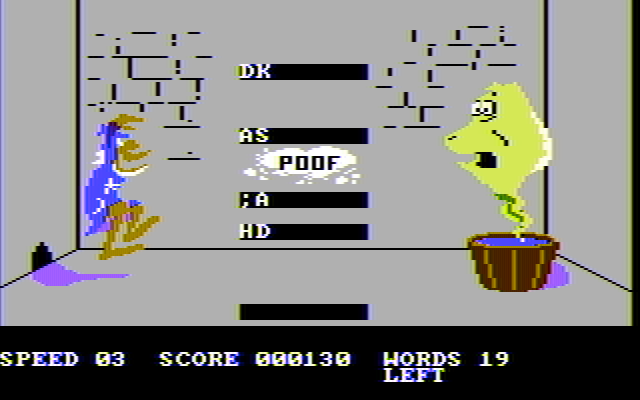 Wizard of Id's WizType IBM PC/Compatibles Screenshot: Poof! Letters disappear as you type them...