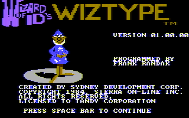 Wizard of Id's WizType IBM PC/Compatibles Screenshot: Title screen.