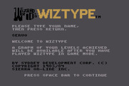 Wizard of Id's WizType for Atari 8-bit - Title screen.
