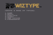 Wizard of Id's WizType for Atari 8-bit - The main menu.