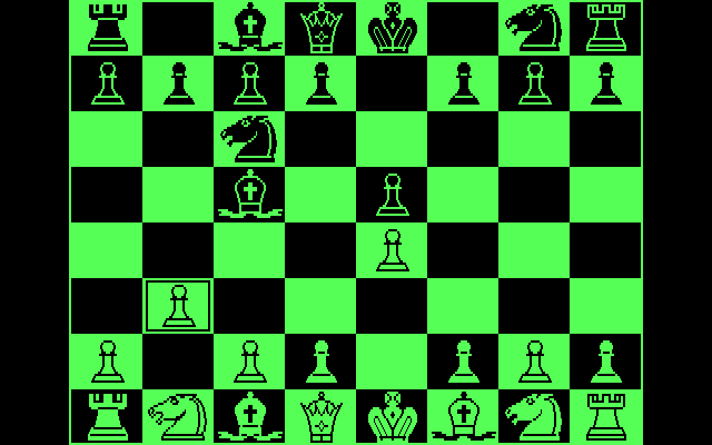 Bluebush Chess IBM PC/Compatibles Screenshot: A few moves have been played.