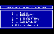 Bluebush Chess for IBM PC/Compatibles - Select a skill level.