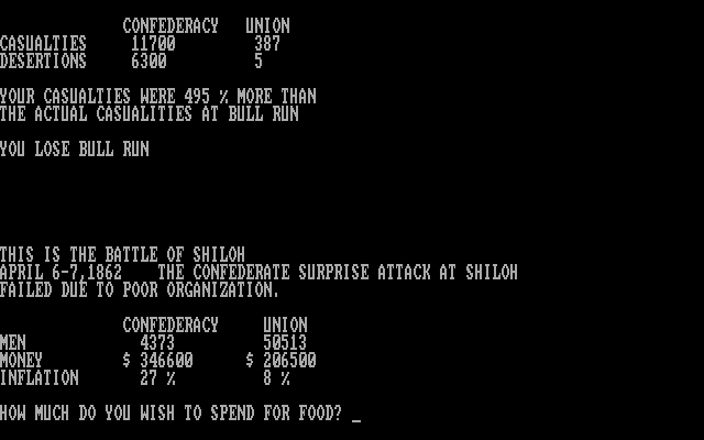 Civil War IBM PC/Compatibles Screenshot: Lost that last battle...