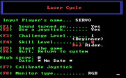 Laser Cycle for IBM PC/Compatibles - Setting up game options.