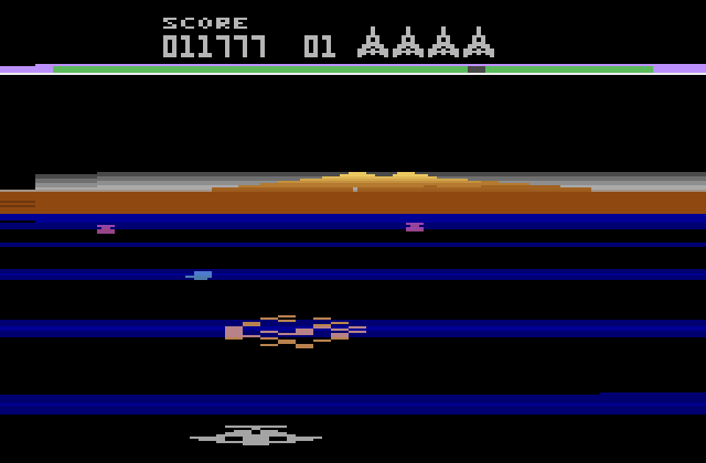 Buck Rogers: Planet of Zoom Atari 2600 Screenshot: One enemy destroyed, more to go!