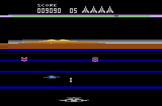 Buck Rogers: Planet of Zoom Atari 2600 Screenshot: Watch out for that incoming saucer...