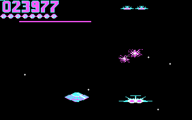 Buck Rogers: Planet of Zoom IBM PC/Compatibles Screenshot: Destroying enemy saucers in space.