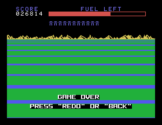 Buck Rogers: Planet of Zoom TI-99/4A Screenshot: Game over.