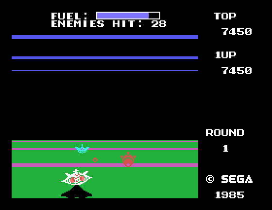 Buck Rogers: Planet of Zoom Sega SG-1000 Screenshot: Incoming missiles!