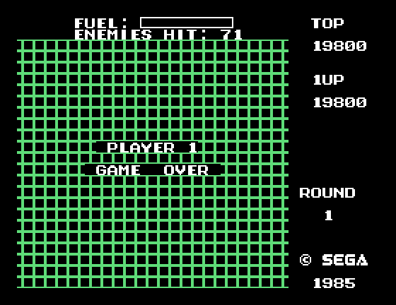 Buck Rogers: Planet of Zoom Sega SG-1000 Screenshot: Game over.