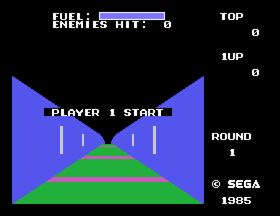 Buck Rogers: Planet of Zoom Sega SG-1000 Screenshot: Player 1 start!