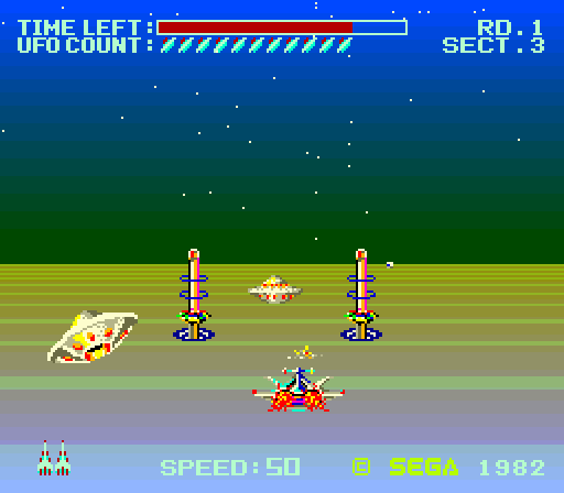 Buck Rogers: Planet of Zoom Arcade Screenshot: You'll want to fly through these gates...
