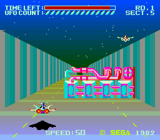 Buck Rogers: Planet of Zoom Arcade Screenshot: In this section you'll want to avoid walls...