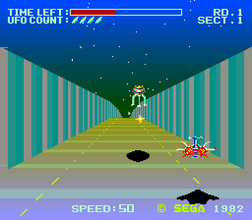 Buck Rogers: Planet of Zoom Arcade Screenshot: Strange bouncing things appear...