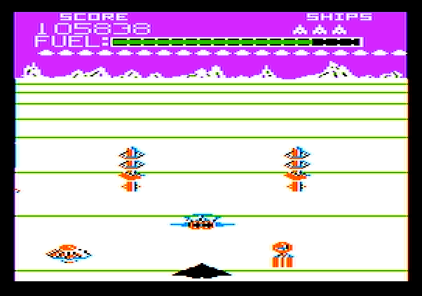 Buck Rogers: Planet of Zoom Apple II Screenshot: Enemy craft sneak up from behind.