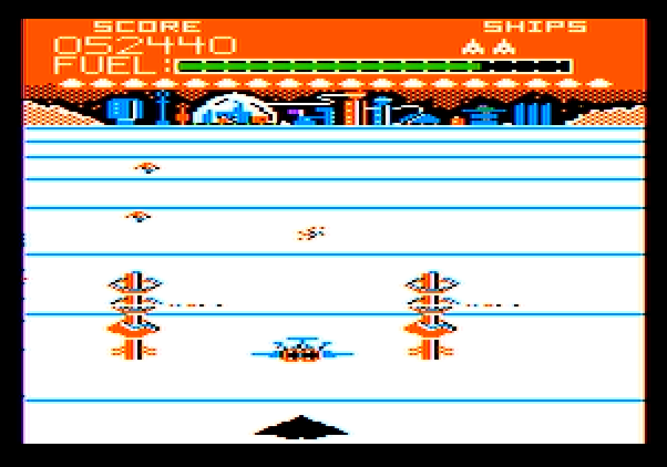 Buck Rogers: Planet of Zoom Apple II Screenshot: Heading towards a city.