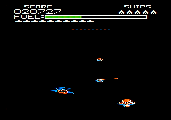 Buck Rogers: Planet of Zoom Apple II Screenshot: Flying through space.