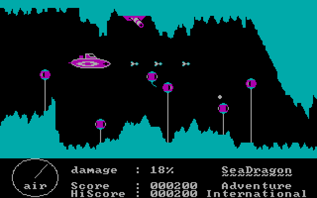 Sea Dragon IBM PC/Compatibles Screenshot: Lots of things attacking!