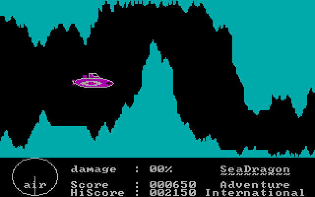 Sea Dragon IBM PC/Compatibles Screenshot: Some sections of tunnel are very narrow.