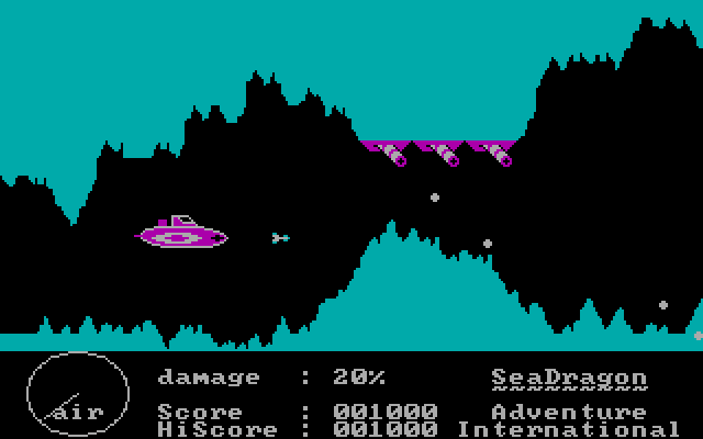 Sea Dragon IBM PC/Compatibles Screenshot: Don't get shot down in this narrow passage...