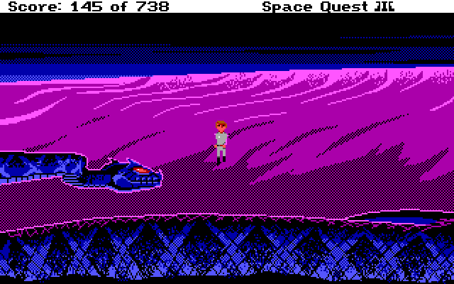 Space Quest III: The Pirates of Pestulon IBM PC/Compatibles Screenshot: A deadly looking snake...