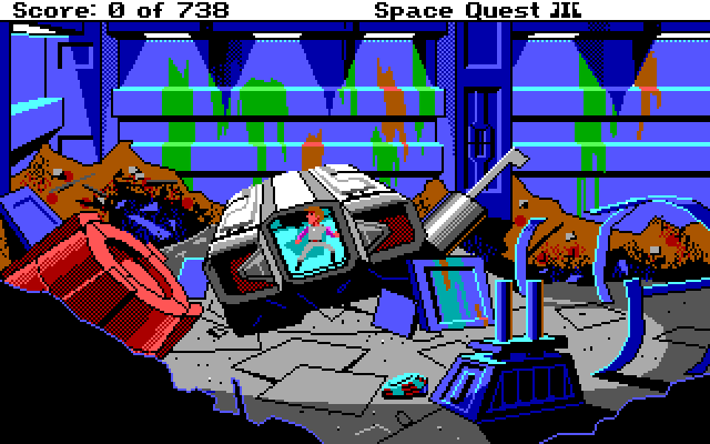 Space Quest III: The Pirates of Pestulon IBM PC/Compatibles Screenshot: The game begins here.