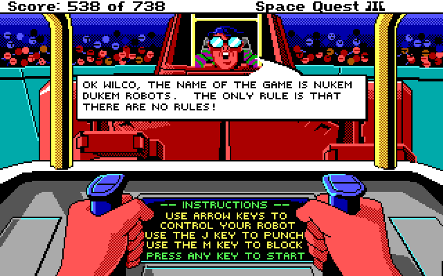 Space Quest III: The Pirates of Pestulon IBM PC/Compatibles Screenshot: The rules of the game...