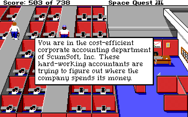 Space Quest III: The Pirates of Pestulon IBM PC/Compatibles Screenshot: Ah, accounting...