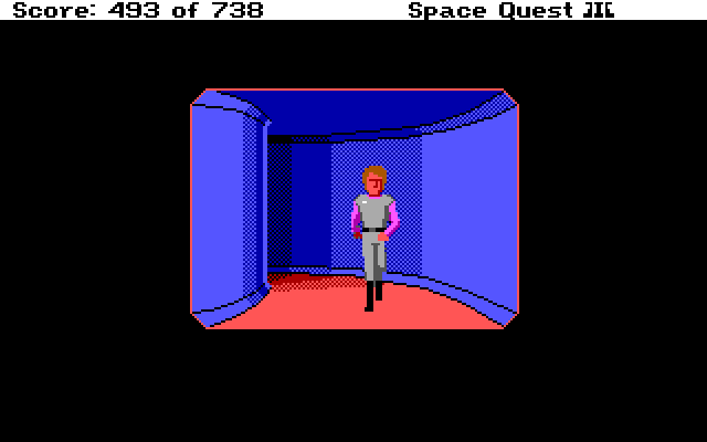Space Quest III: The Pirates of Pestulon IBM PC/Compatibles Screenshot: Walking a corridor...