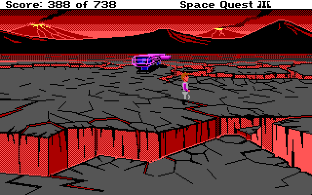 Space Quest III: The Pirates of Pestulon IBM PC/Compatibles Screenshot: Lots of lava on this planet...