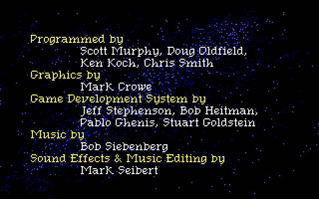 Space Quest III: The Pirates of Pestulon IBM PC/Compatibles Screenshot: Credits, continued...
