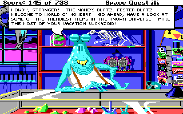 Space Quest III: The Pirates of Pestulon IBM PC/Compatibles Screenshot: Howdy stranger!