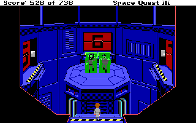 Space Quest III: The Pirates of Pestulon IBM PC/Compatibles Screenshot: The Two Guys From Andromeda are trapped in jello!