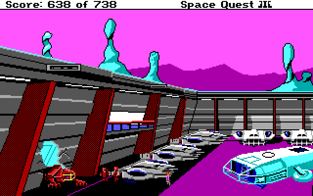 Space Quest III: The Pirates of Pestulon IBM PC/Compatibles Screenshot: Escaping!