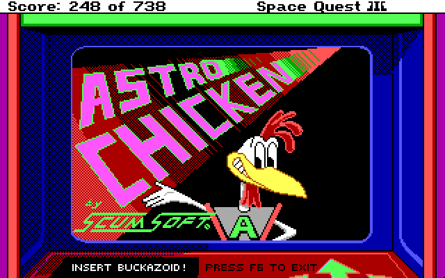 Space Quest III: The Pirates of Pestulon IBM PC/Compatibles Screenshot: Astro Chicken title screen!