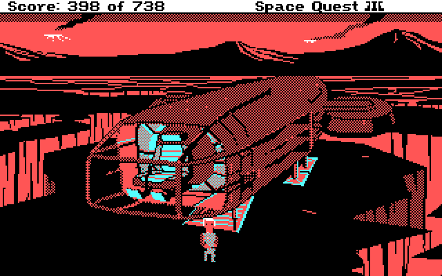 Space Quest III: The Pirates of Pestulon IBM PC/Compatibles Screenshot: Landed on a volcanic planet.