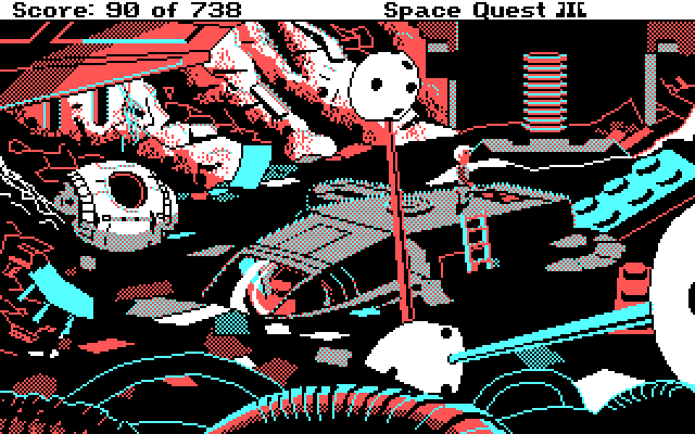Space Quest III: The Pirates of Pestulon IBM PC/Compatibles Screenshot: The Aluminum Mallard; seems like a good ship!