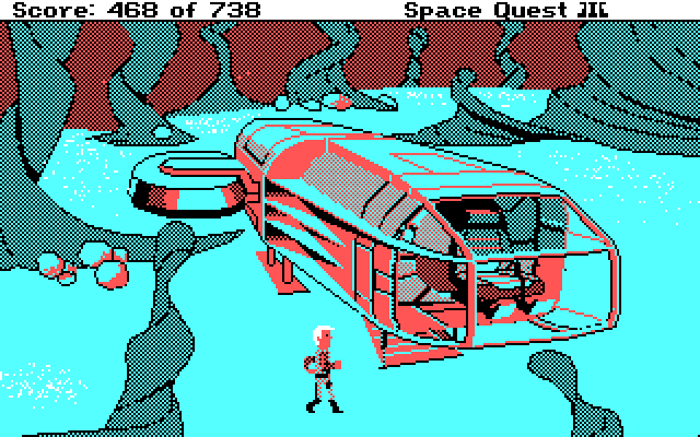 Space Quest III: The Pirates of Pestulon IBM PC/Compatibles Screenshot: Landed on a friendlier planet...maybe.