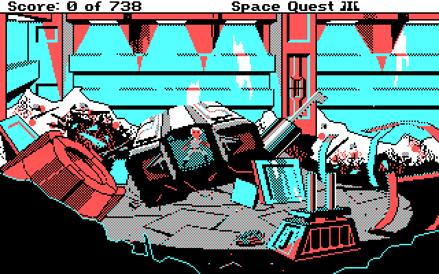 Space Quest III: The Pirates of Pestulon IBM PC/Compatibles Screenshot: The game begins here.