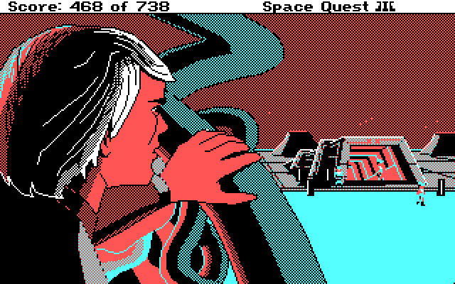 Space Quest III: The Pirates of Pestulon IBM PC/Compatibles Screenshot: What have we found here?