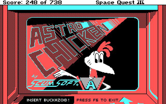 Space Quest III: The Pirates of Pestulon IBM PC/Compatibles Screenshot: Astro Chicken title screen.