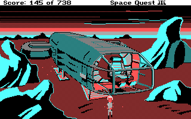 Space Quest III: The Pirates of Pestulon IBM PC/Compatibles Screenshot: Roger has arrived on a new planet.