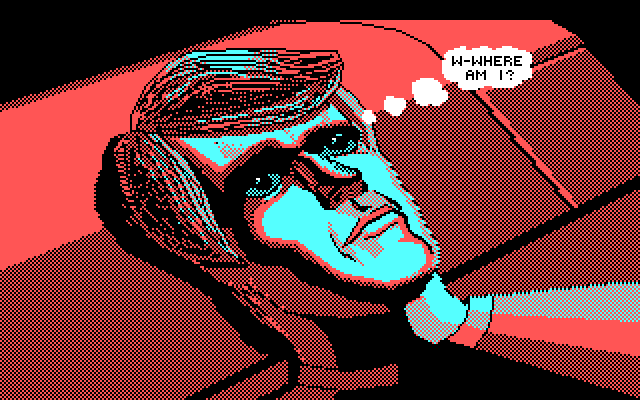 Space Quest III: The Pirates of Pestulon IBM PC/Compatibles Screenshot: Roger wakes up confused.