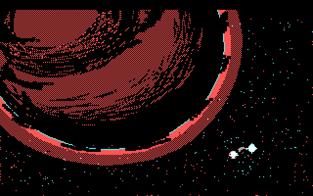 Space Quest III: The Pirates of Pestulon IBM PC/Compatibles Screenshot: Landing on a planet.