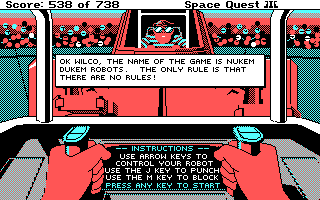 Space Quest III: The Pirates of Pestulon IBM PC/Compatibles Screenshot: Mini-game instructions...